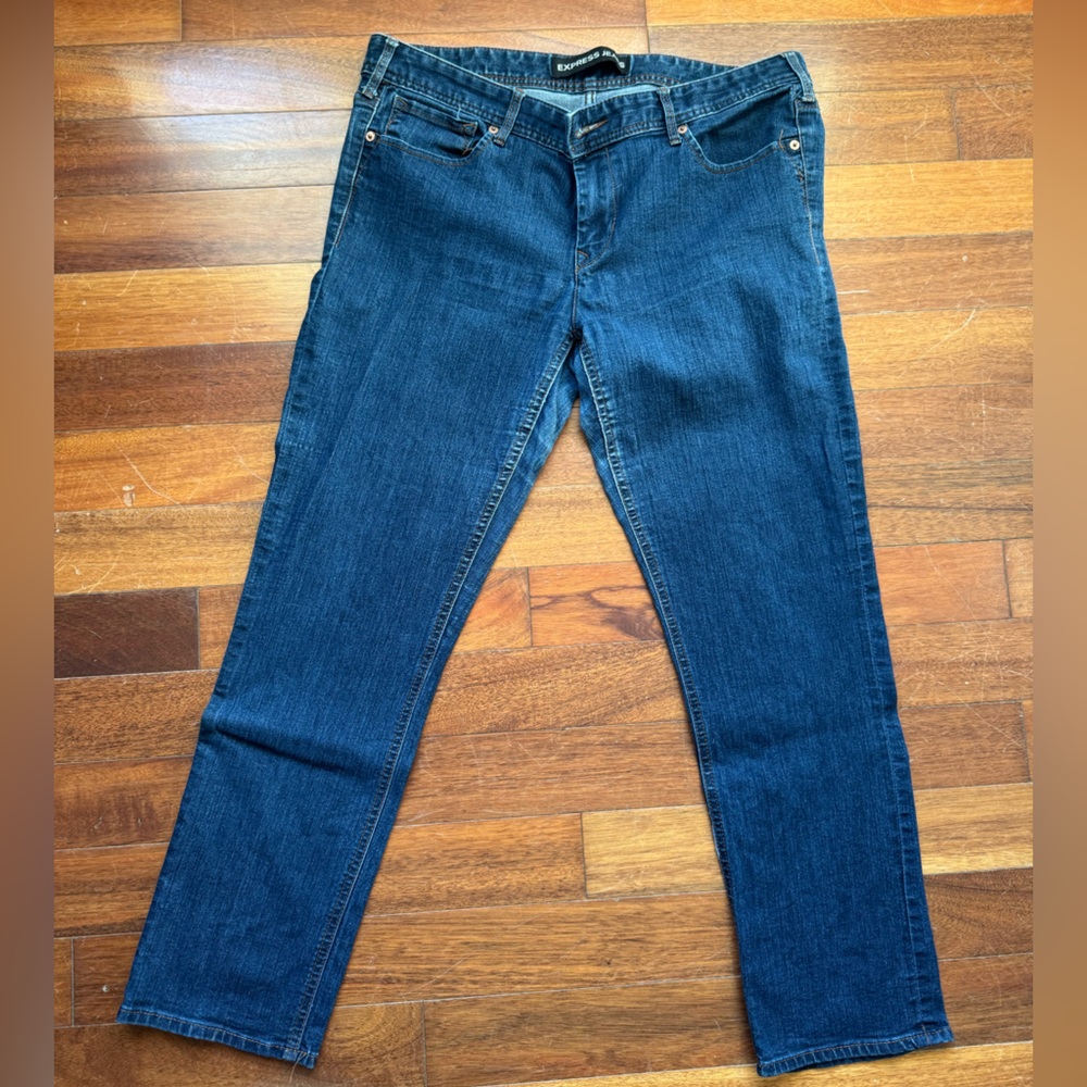 Express Cropped Skinny Low Rise Indigo Jeans